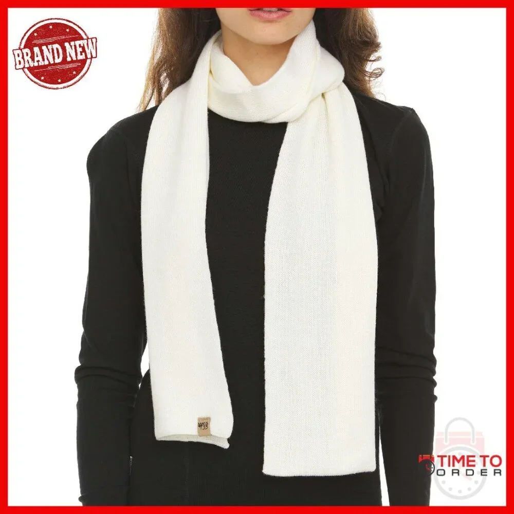 100% Merino Wool Knit Scarf Midweight Winter Unisex Soft Warm